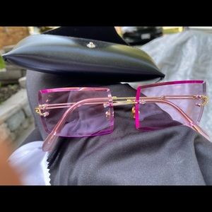 Pastel pink square glasses